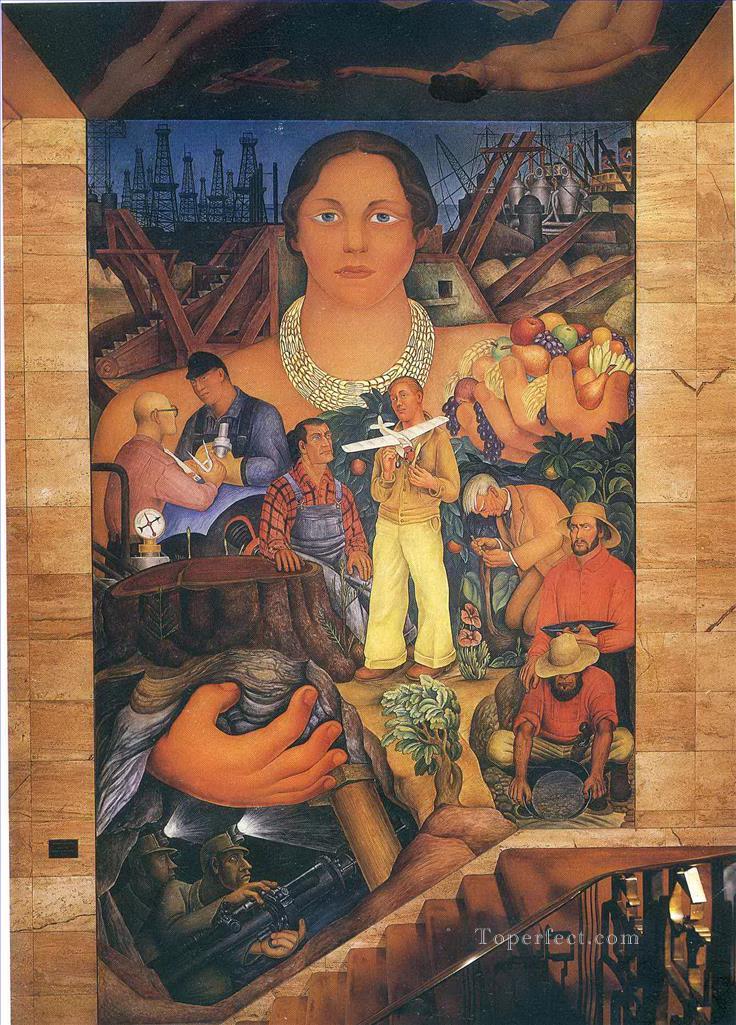 allegory of california 1931 Diego Rivera Oil Paintings